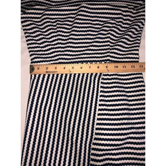 Hutch Off Shoulder Dress Size S Blue White Striped Knit Asymmetrical Nautical - Picture 8 of 11